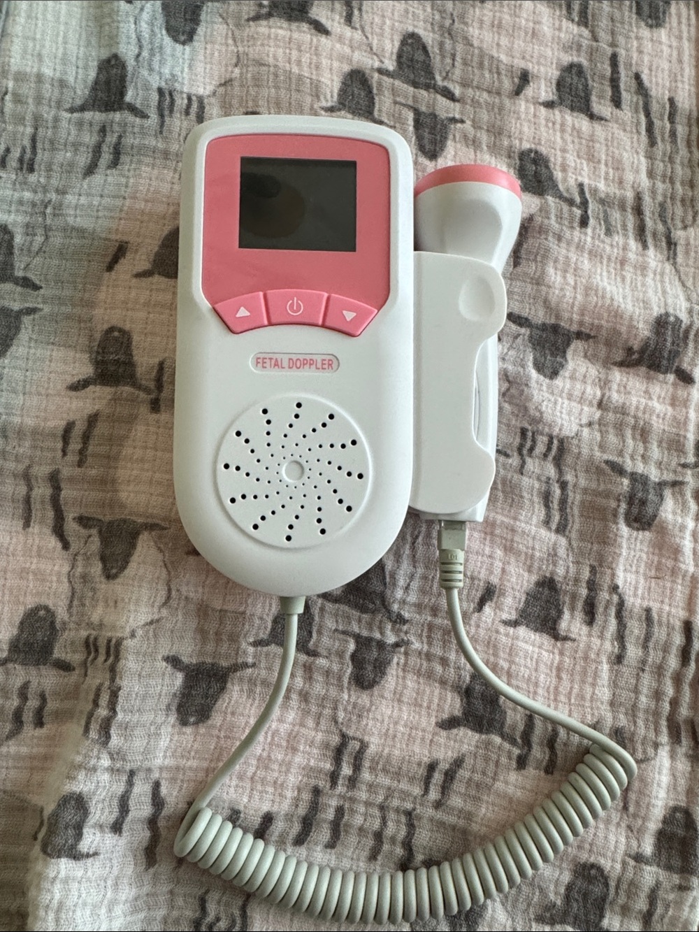 Pink and White Fetal Doppler Handheld Monitor